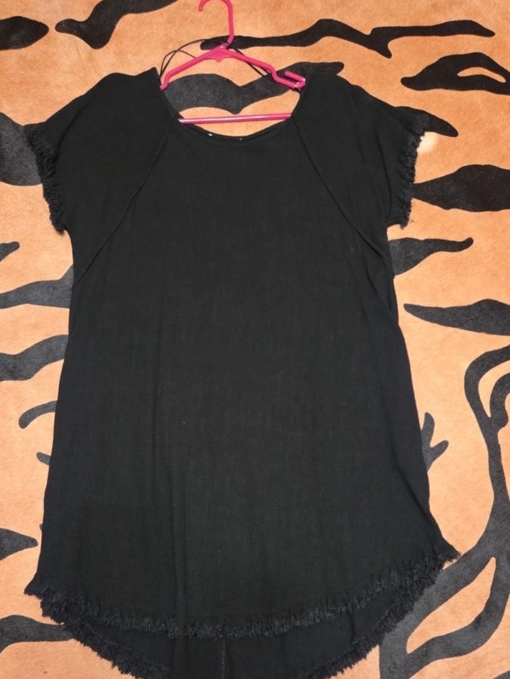 Source Unknown Black Fringe-Trim Midi Dress